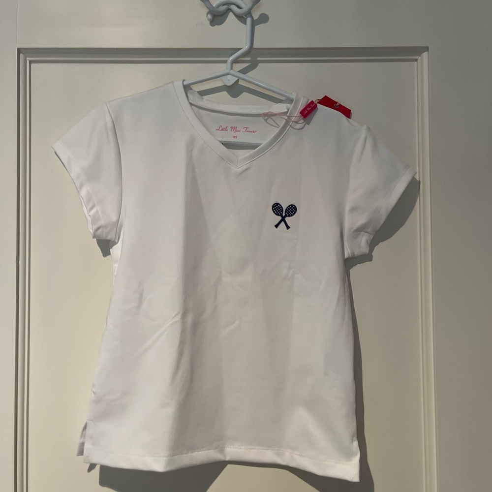 Little Miss Tennis White Short Sleeved Top